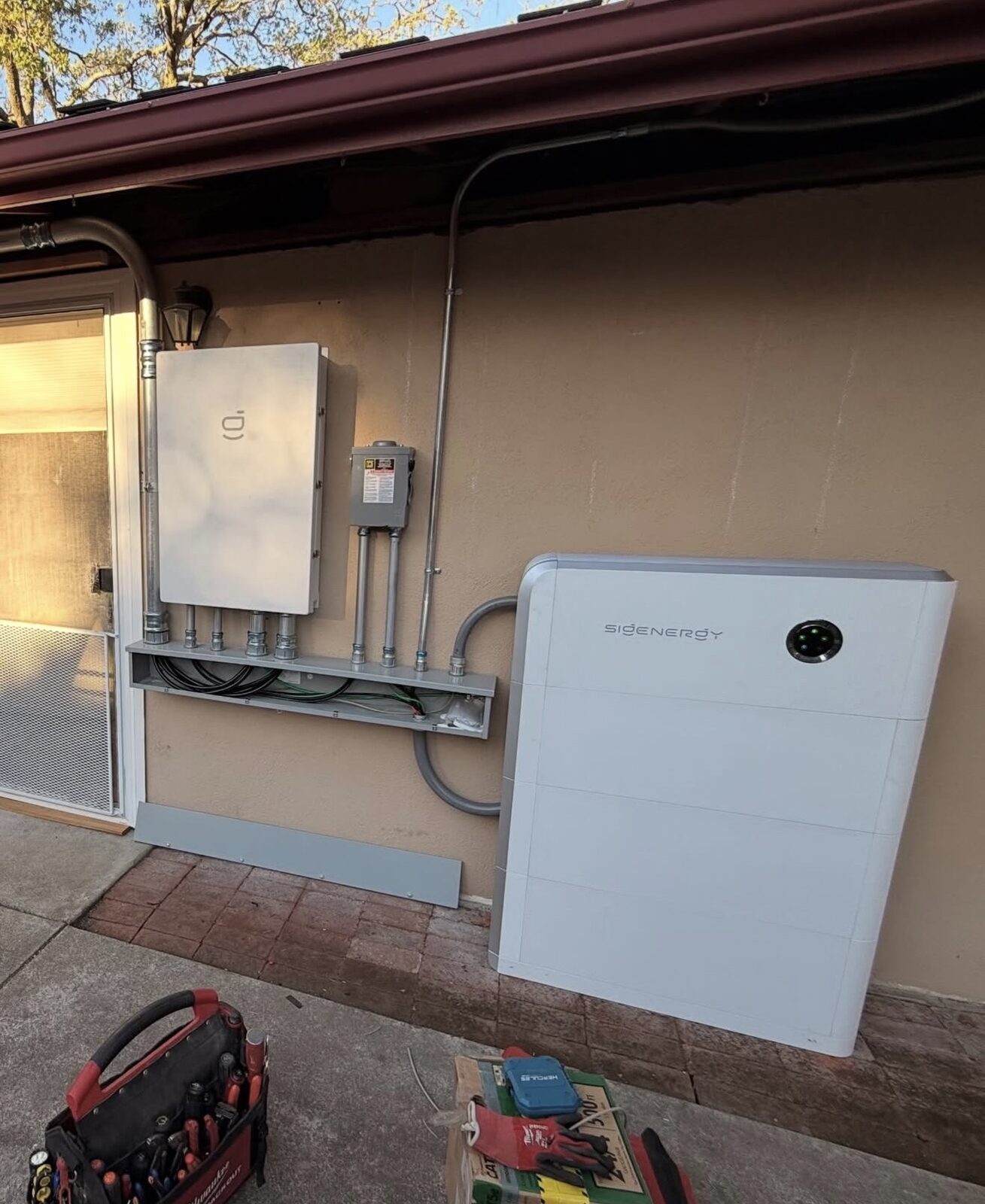 SigenStor installation in progress — conduit and wiring complete — Cyber Electric LLC